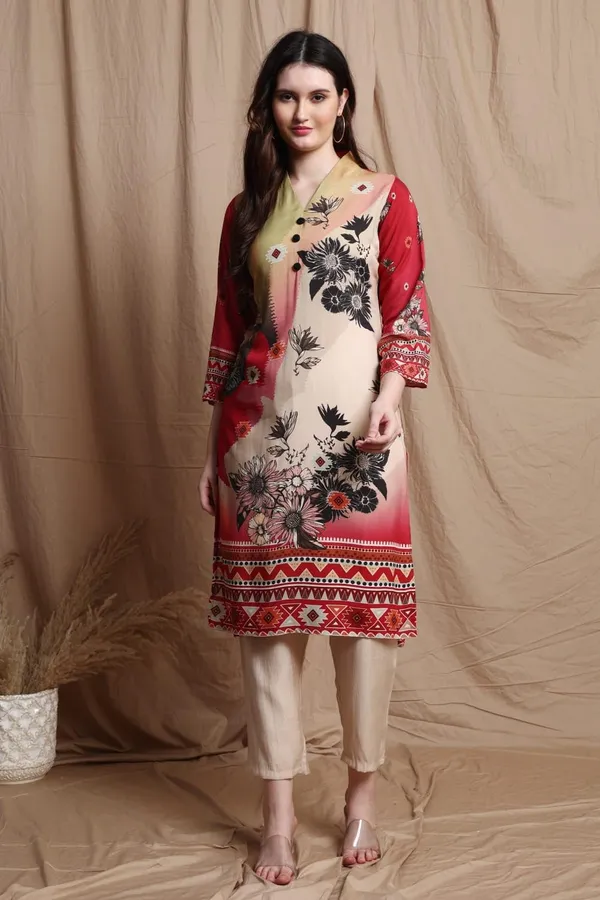 Red_Viscose_Rayon_Printed__Ethnic_Indian_Wear_for_Festive_&_Casual__Lightweight_Soft_Bottom_Wear_Kurta_Set_for_Women