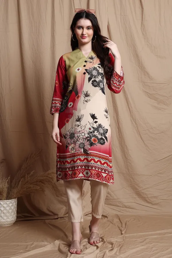 Red_Viscose_Rayon_Printed__Ethnic_Indian_Wear_for_Festive_&_Casual__Lightweight_Soft_Bottom_Wear_Kurta_Set_for_Women