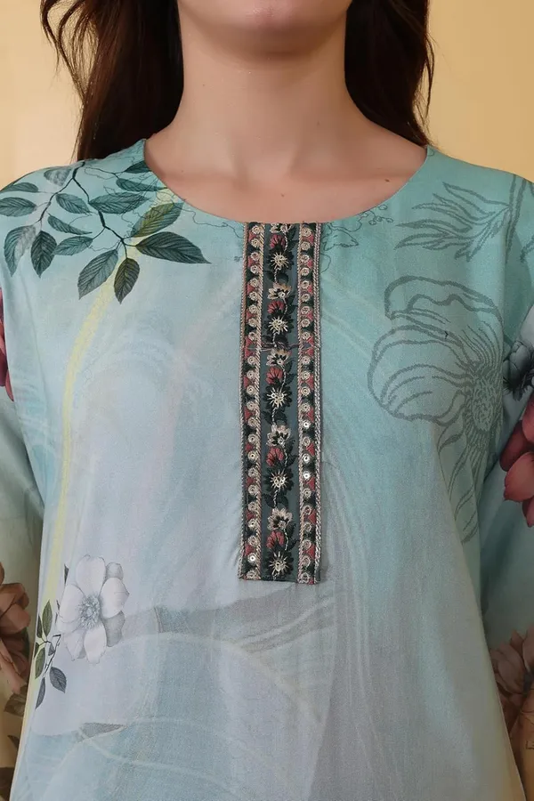 Sea_Green_Viscose_Rayon_Printed_Ethnic_Stylish_Festive_&_Casual_Wear_Lightweight_Soft_Bottom_Wear_Kurta_Pant_Set_For_Women