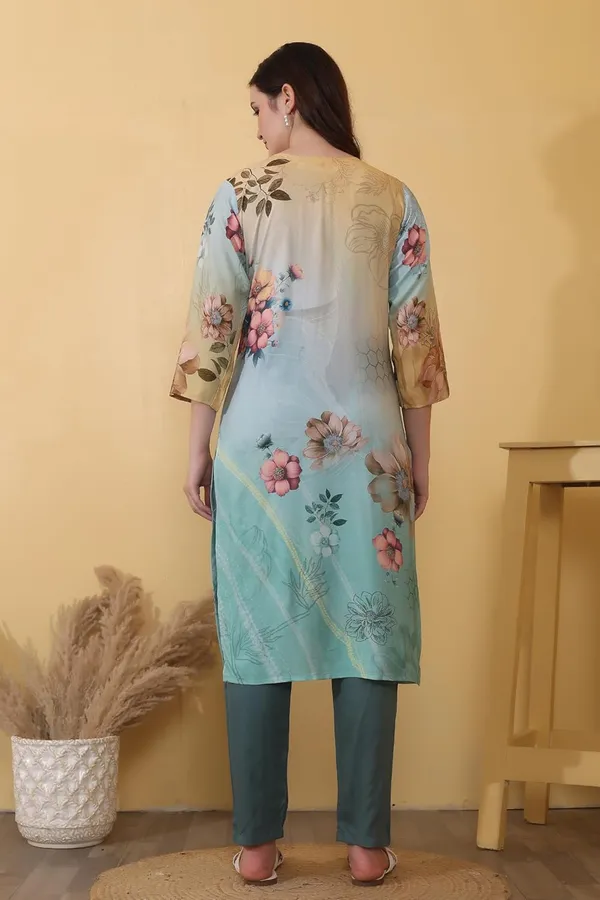 Sea_Green_Viscose_Rayon_Printed_Ethnic_Stylish_Festive_&_Casual_Wear_Lightweight_Soft_Bottom_Wear_Kurta_Pant_Set_For_Women