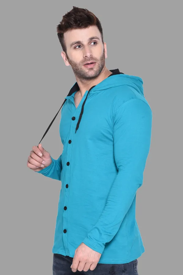 Turquoise_Cotton_Blend_Hooded_Neck_Full_Sleeve_T_Shirt_For_Men
