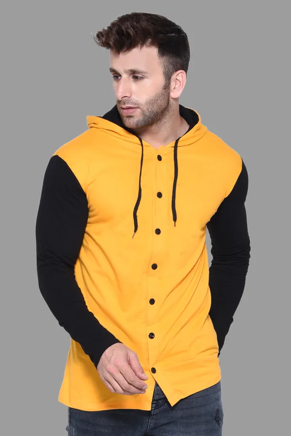Yellow_&_Black_Cotton_Blend_Hooded_Neck_Full_Sleeve_T_Shirt_For_Men