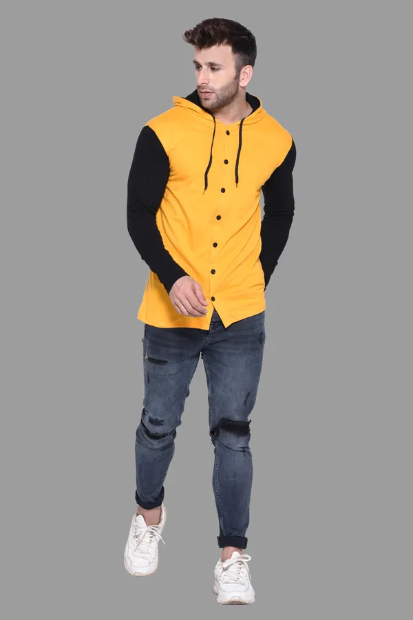 Yellow_&_Black_Cotton_Blend_Hooded_Neck_Full_Sleeve_T_Shirt_For_Men