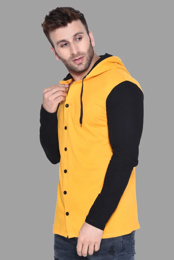 Yellow_&_Black_Cotton_Blend_Hooded_Neck_Full_Sleeve_T_Shirt_For_Men