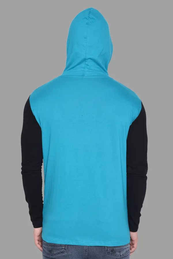 Turquoise_&_Black_Cotton_Blend_Hooded_Neck_Full_Sleeve_T_Shirt_For_Men