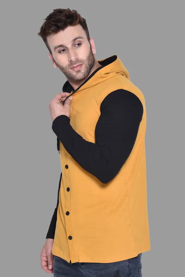 Mustard_&_Black_Cotton_Blend_Hooded_Neck_Full_Sleeve_T_Shirt_For_Men