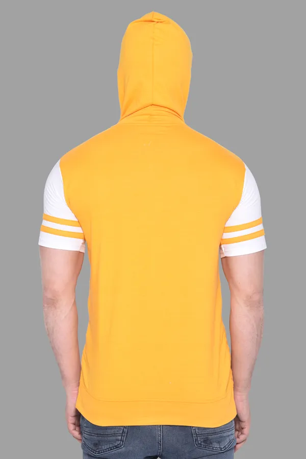 Yellow_Half_Sleeve_Cotton_Blend_Hooded_Neck_T-Shirt_For_Men