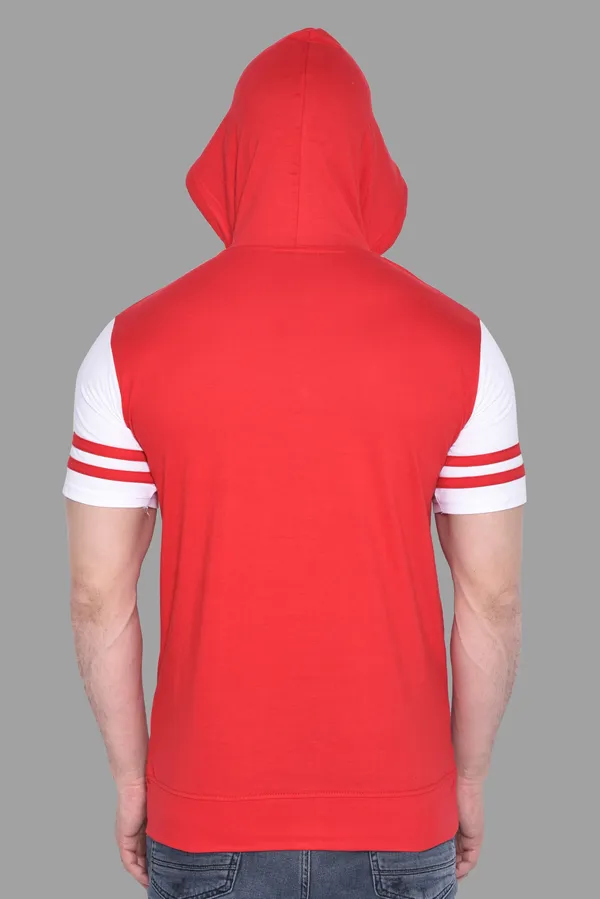 Red_Cotton_Blend_Hooded_Neck_Half_Sleeve_T_Shirt_For_Men