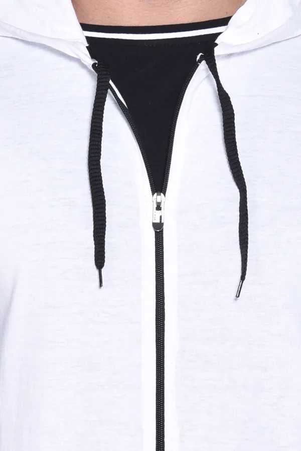 White_Cotton_Blend_Hooded_Neck_Half_Sleeve_T_Shirt_For_Men