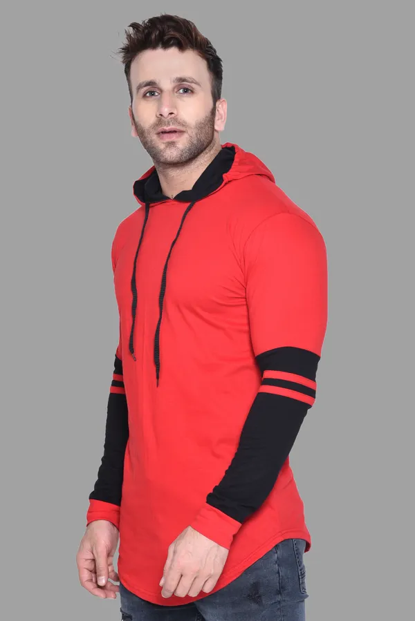 Red_&_Black_Cotton_Blend_Hooded_Neck_Full_Sleeve_T_Shirt_For_Men