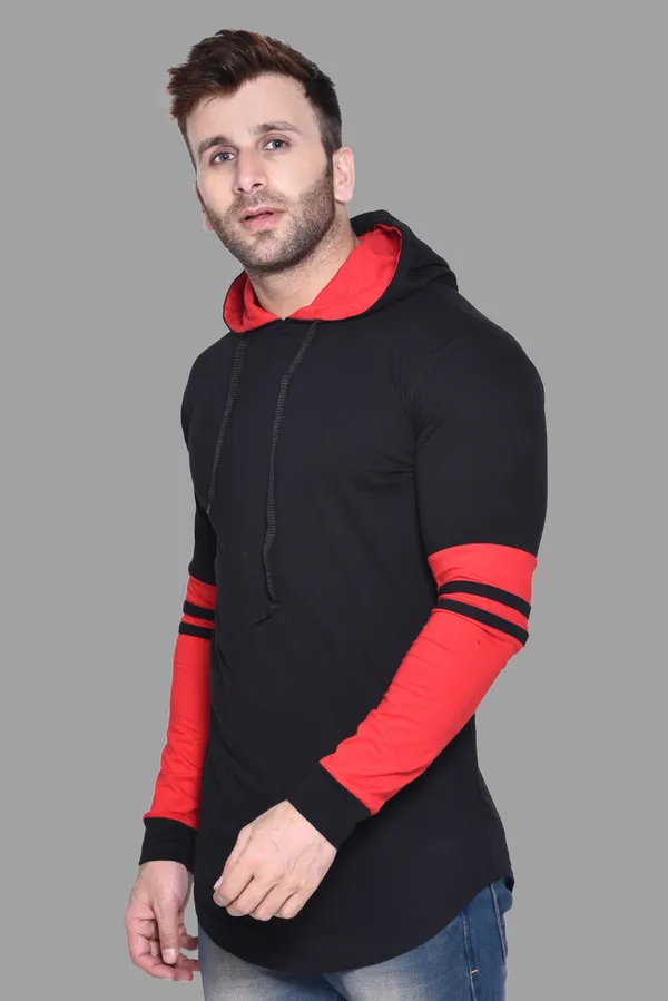 Black_&_Red_Cotton_Blend_Hooded_Neck_Full_Sleeve_T_Shirt_For_Men