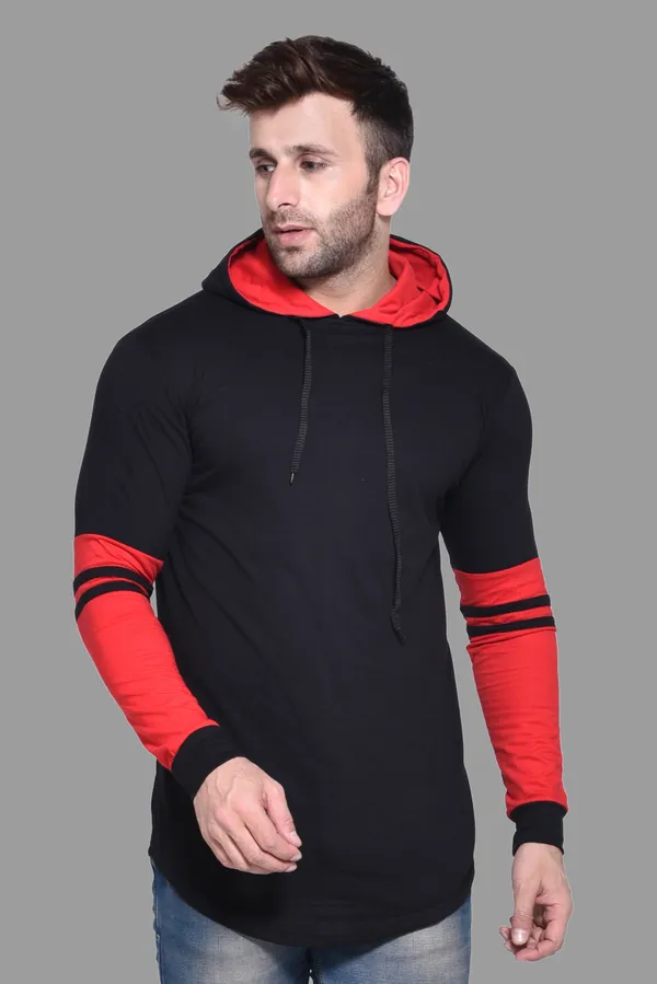 Black_&_Red_Cotton_Blend_Hooded_Neck_Full_Sleeve_T_Shirt_For_Men
