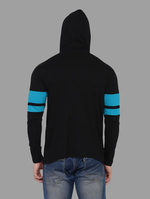 Black_&_Turquoise_Cotton_Blend_Hooded_Neck_Full_Sleeve_T_Shirt_For_Men