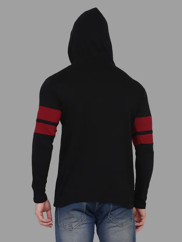 Black_&_Maroon_Cotton_Blend_Hooded_Neck_Full_Sleeve_T_Shirt_For_Men