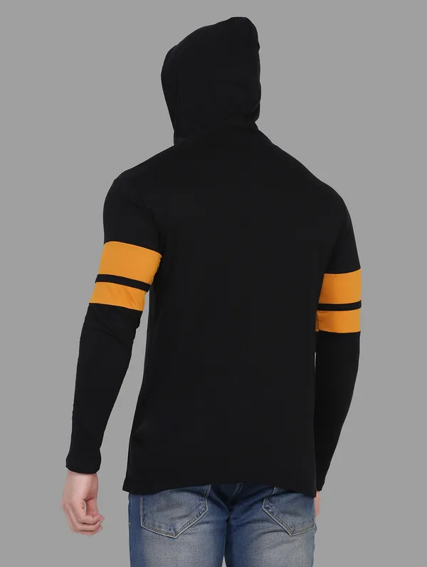 Black_&_Mustard_Cotton_Blend_Hooded_Neck_Full_Sleeve_T_Shirt_For_Men