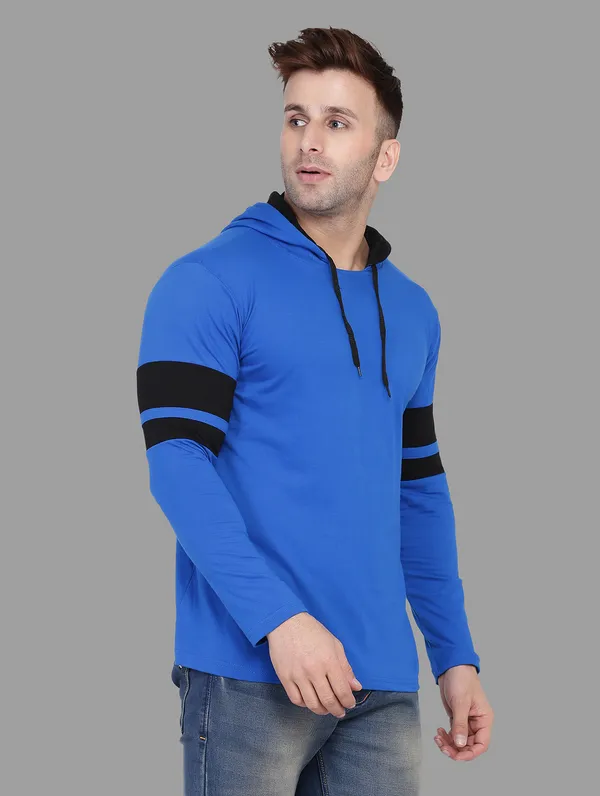 Blue_&_Black_Cotton_Blend_Hooded_Neck_Full_Sleeve_T_Shirt_For_Men