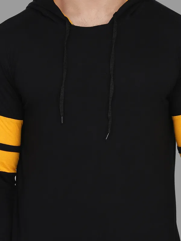 Black_&_Yellow_Cotton_Blend_Hooded_Neck_Full_Sleeve_T-Shirt_For_Men