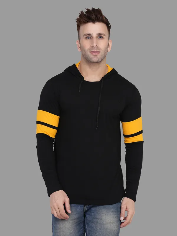 Black_&_Yellow_Cotton_Blend_Hooded_Neck_Full_Sleeve_T-Shirt_For_Men