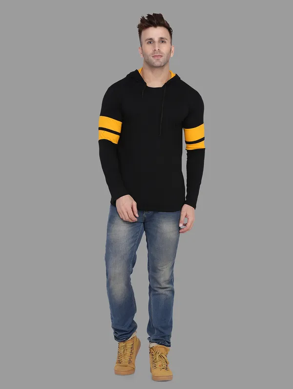 Black_&_Yellow_Cotton_Blend_Hooded_Neck_Full_Sleeve_T-Shirt_For_Men