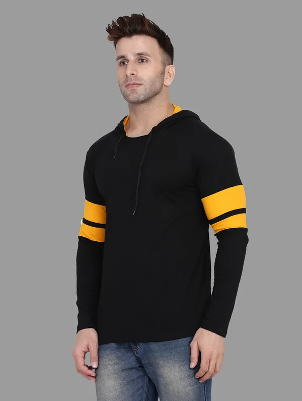 Black_&_Yellow_Cotton_Blend_Hooded_Neck_Full_Sleeve_T-Shirt_For_Men