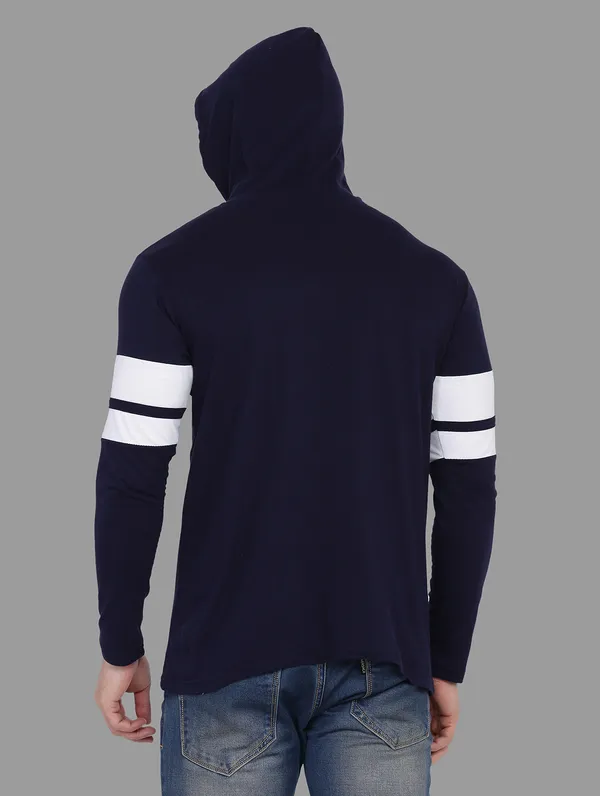 Dark_Blue_&_White_Cotton_Blend_Hooded_Neck_Full_Sleeve_T_Shirt_For_Men