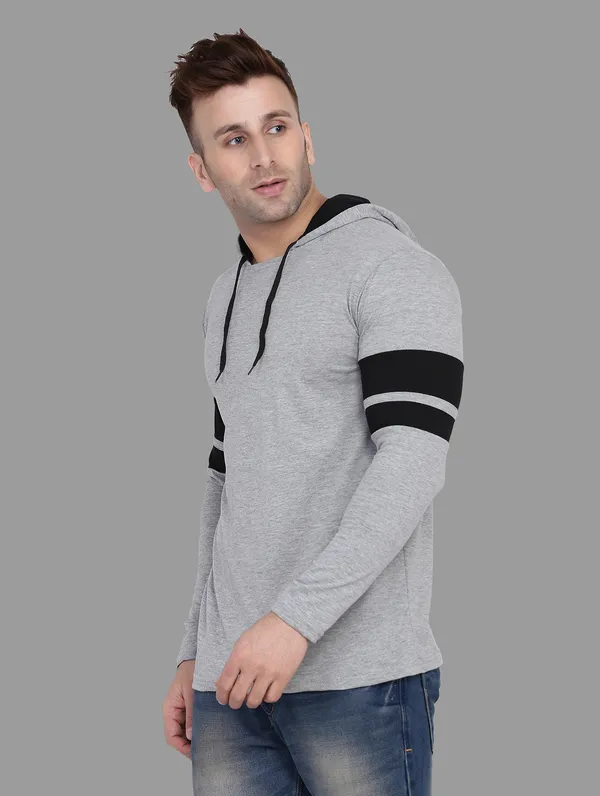 Silver_&_Black_Cotton_Blend_Hooded_Neck_Full_Sleeve_T_Shirt_For_Men
