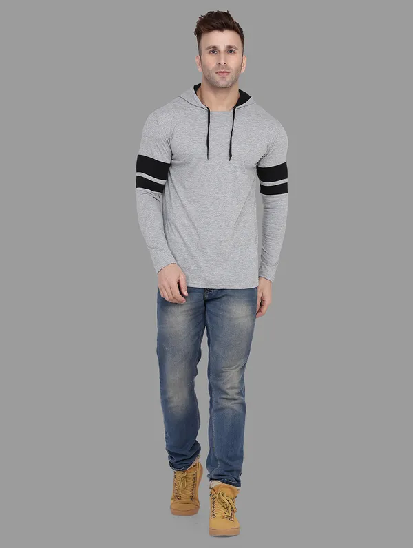 Silver_&_Black_Cotton_Blend_Hooded_Neck_Full_Sleeve_T_Shirt_For_Men