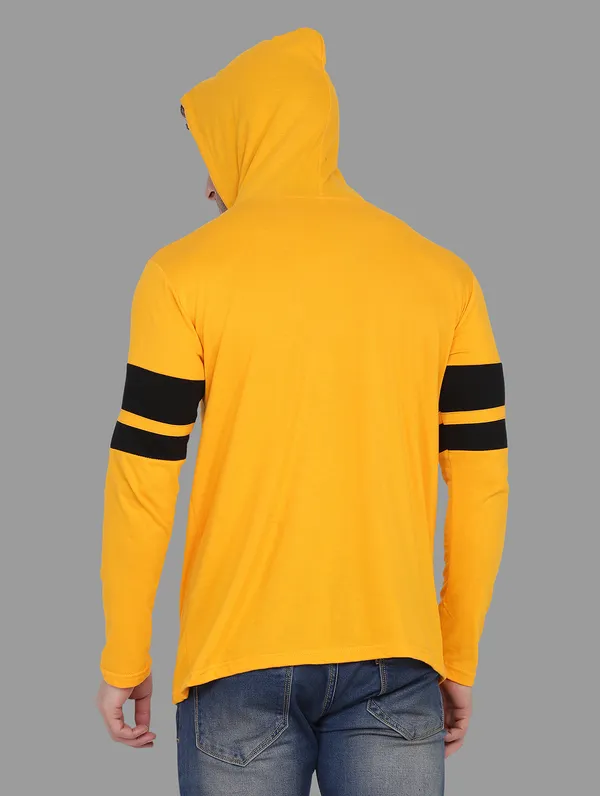 Yellow_&_Black_Cotton_Blend_Hooded_Neck_Full_Sleeve_T_Shirt_For_Men