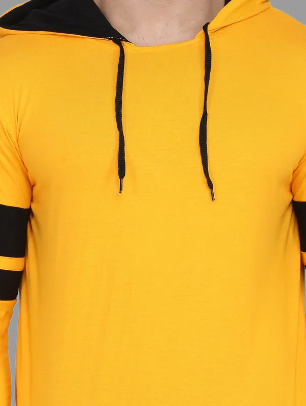 Yellow_&_Black_Cotton_Blend_Hooded_Neck_Full_Sleeve_T_Shirt_For_Men