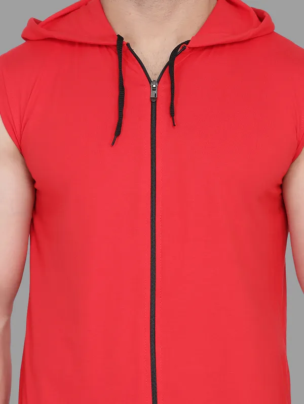 Red_Cotton_Blend_Hooded_Neck_Sleeveless_T_Shirt_For_Men