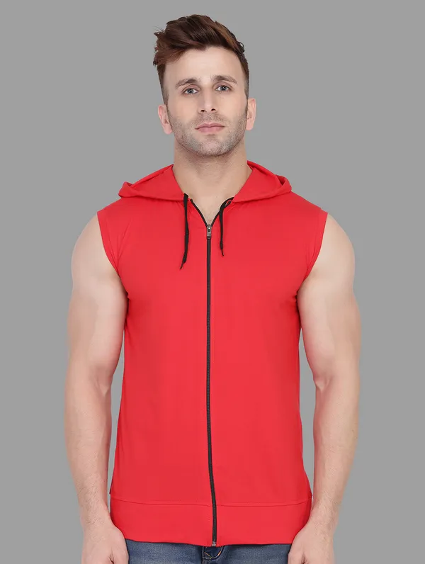 Red_Cotton_Blend_Hooded_Neck_Sleeveless_T_Shirt_For_Men