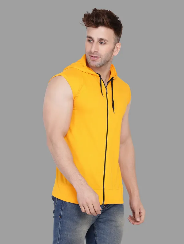 Yellow_Cotton_Blend_Hooded_Neck_Sleeveless_T_Shirt_For_Men
