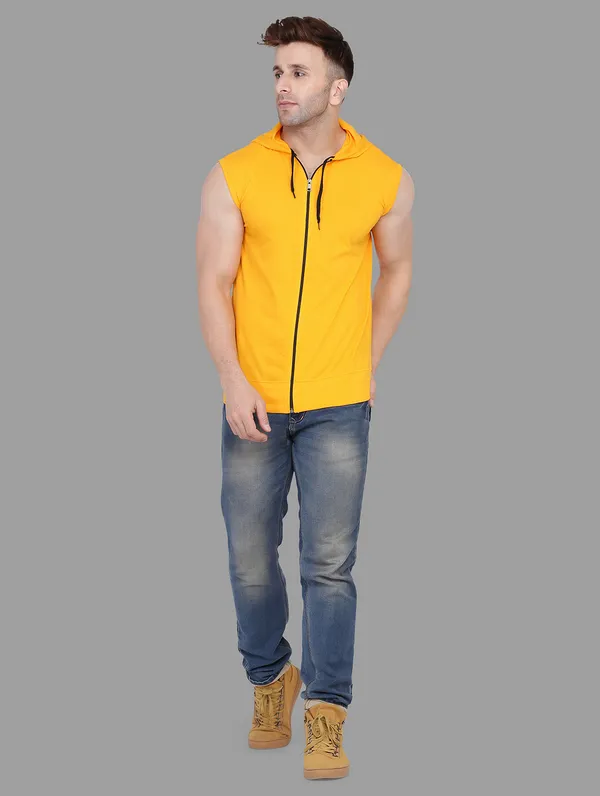 Yellow_Cotton_Blend_Hooded_Neck_Sleeveless_T_Shirt_For_Men