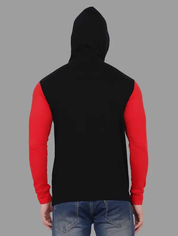 Black_Full_Sleeve_Cotton_Blend_Hooded_Neck__T-Shirt_For_Men