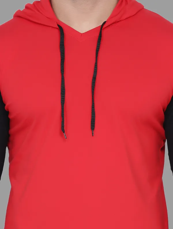 Red_&_Black_Cotton_Blend_Hooded_Neck_Full_Sleeve_T_Shirt_For_Men