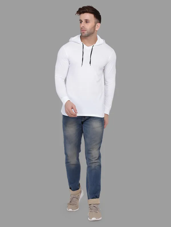 White_Cotton_Blend_Hooded_Neck_Full_Sleeve_T_Shirt_For_Men