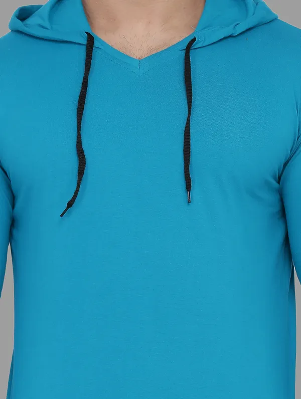 Turquoise_Cotton_Blend_Hooded_Neck_Full_Sleeve_T_Shirt_For_Men