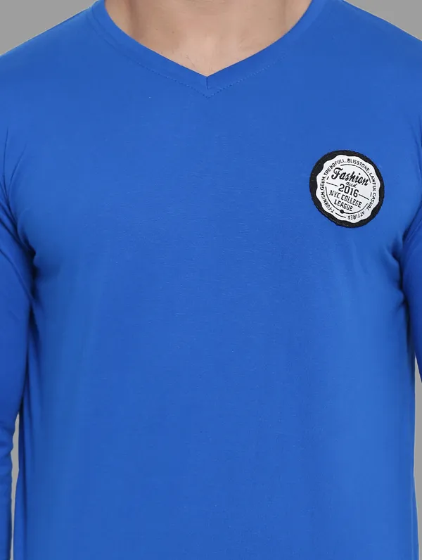 Blue_Cotton_Blend_V_Neck_Full_Sleeve_T_Shirt_For_Men