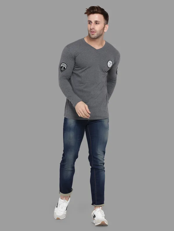 Grey_Cotton_Blend_V_Neck_Full_Sleeve_T_Shirt_For_Men