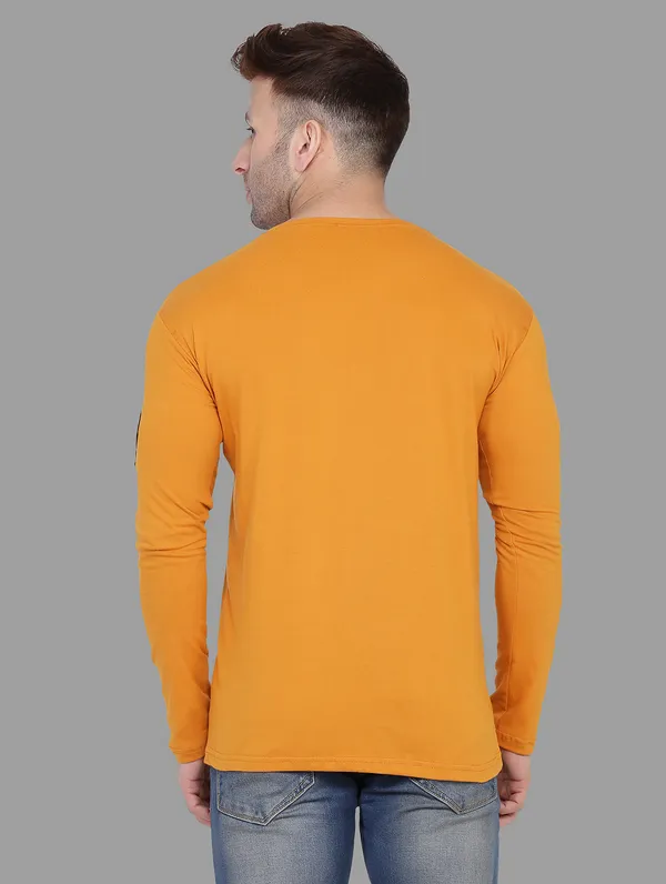 Mustard_Cotton_Blend_V_Neck_Full_Sleeve_T_Shirt_For_Men
