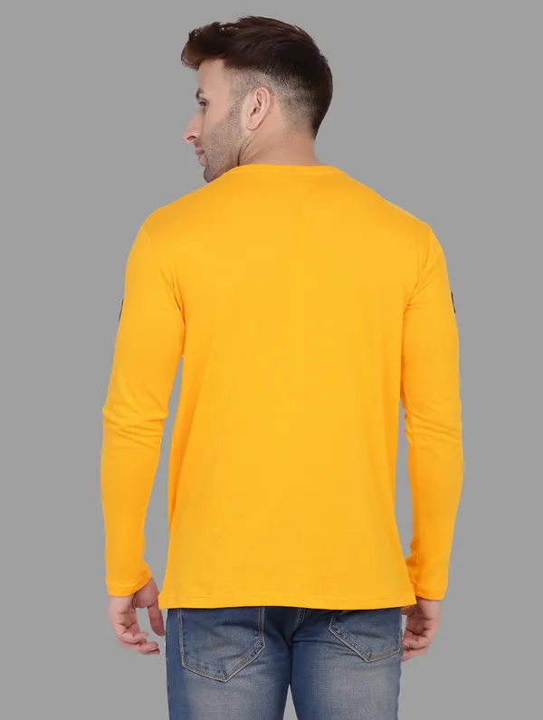 Yellow_Cotton_Blend_V_Neck_Full_Sleeve_T_Shirt_For_Men