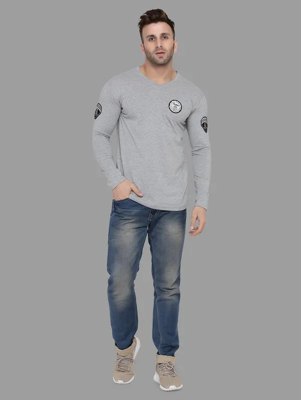 Silver_Cotton_Blend_V_Neck_Full_Sleeve_T_Shirt_For_Men