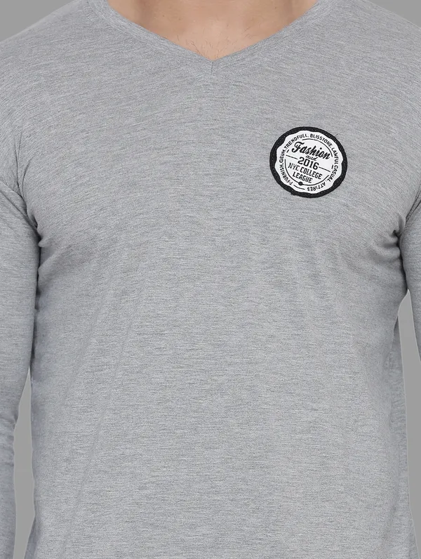 Silver_Cotton_Blend_V_Neck_Full_Sleeve_T_Shirt_For_Men