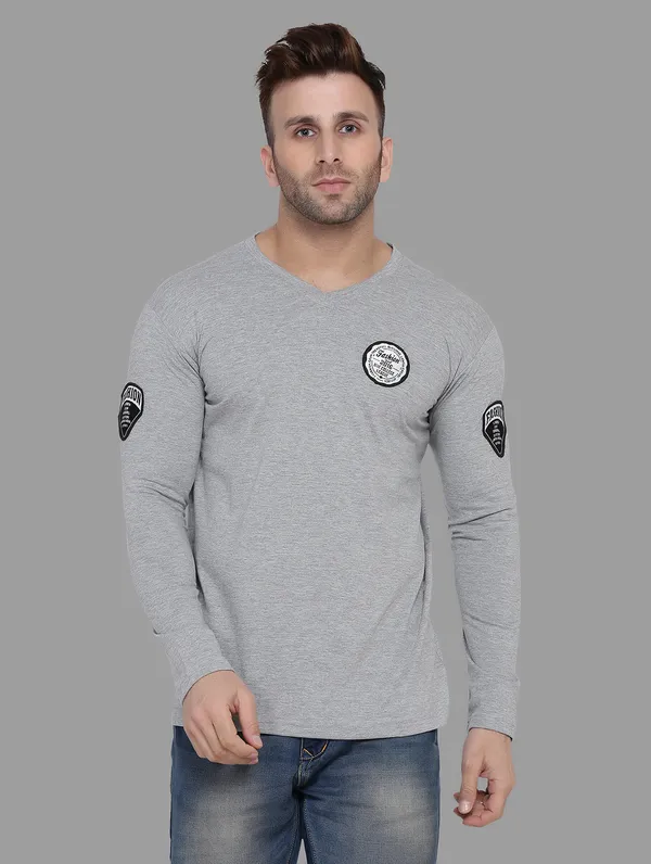 Silver_Cotton_Blend_V_Neck_Full_Sleeve_T_Shirt_For_Men