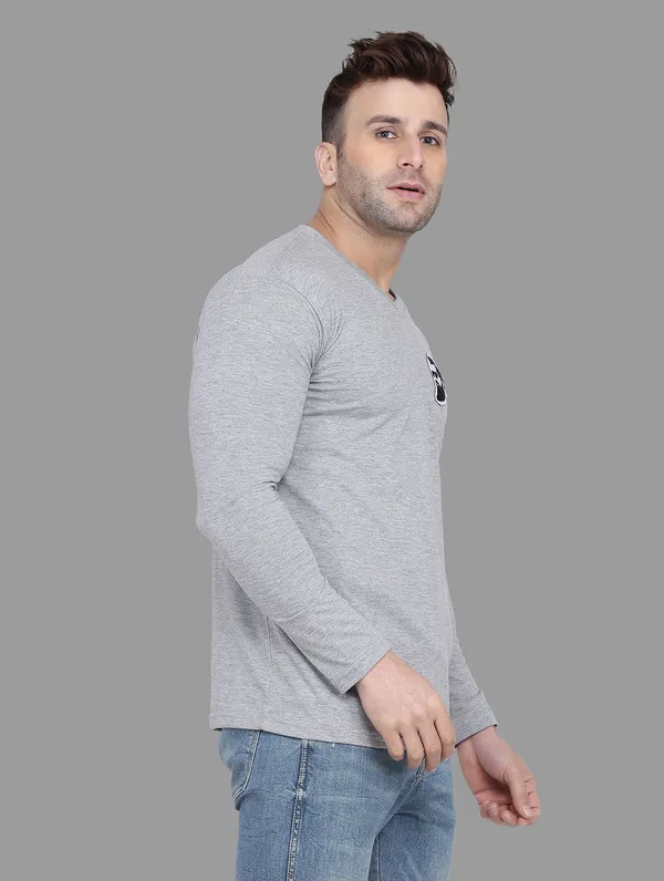 Silver_Cotton_Blend_V_Neck_Full_Sleeve_T_Shirt_For_Men