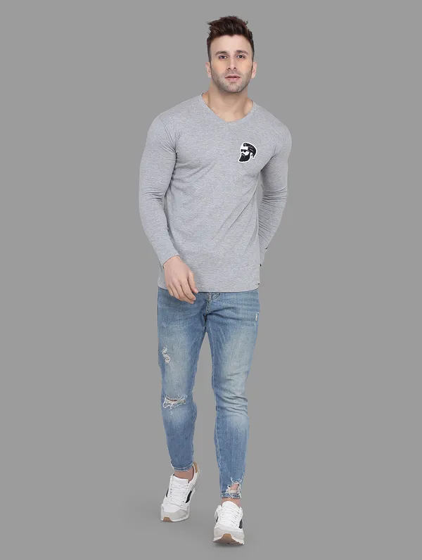 Silver_Cotton_Blend_V_Neck_Full_Sleeve_T_Shirt_For_Men