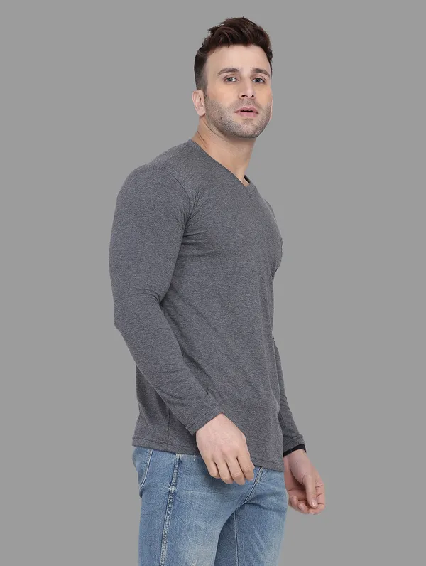 Grey_Cotton_Blend_V_Neck_Full_Sleeve_T_Shirt_For_Men