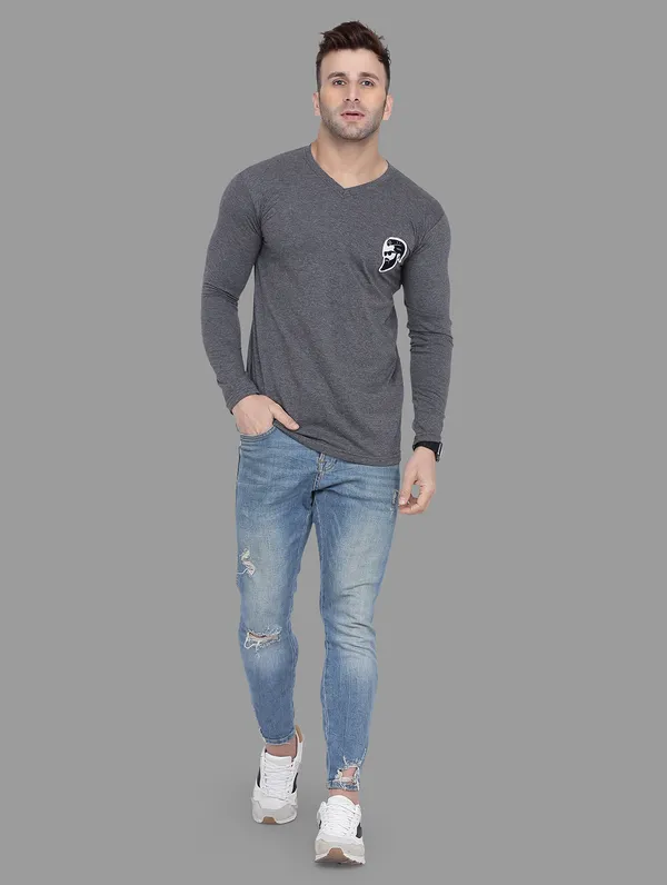 Grey_Cotton_Blend_V_Neck_Full_Sleeve_T_Shirt_For_Men