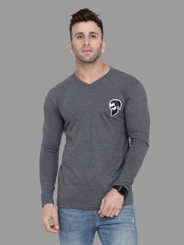 Grey_Cotton_Blend_V_Neck_Full_Sleeve_T_Shirt_For_Men