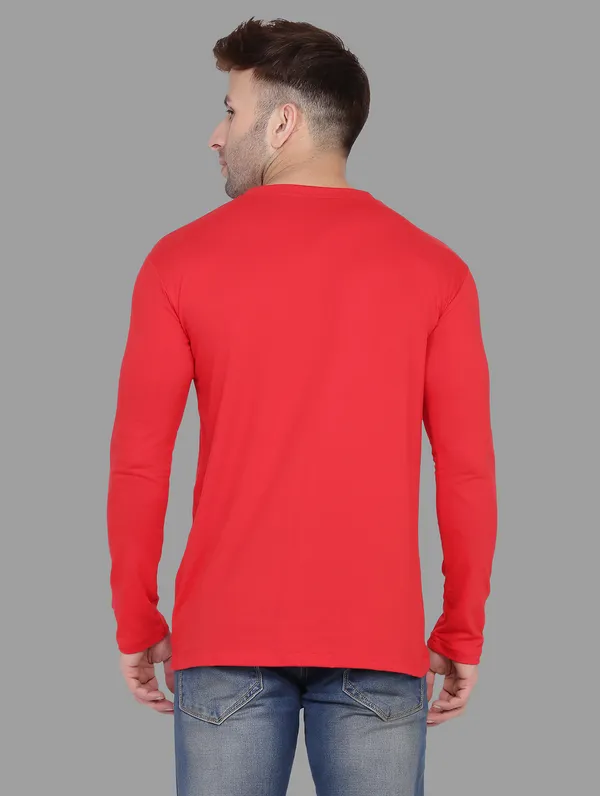 Red_Cotton_Blend_V_Neck_Full_Sleeve_T_Shirt_For_Men